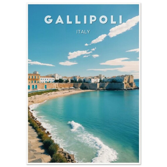 Gallipoli Italy Turquoise Beach Old Town Coastal Travel Poster