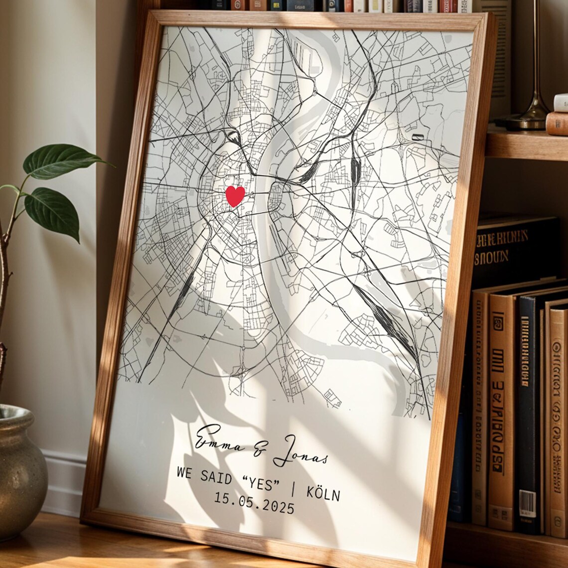 City Map Personalized With Heart Coordinates Art Print