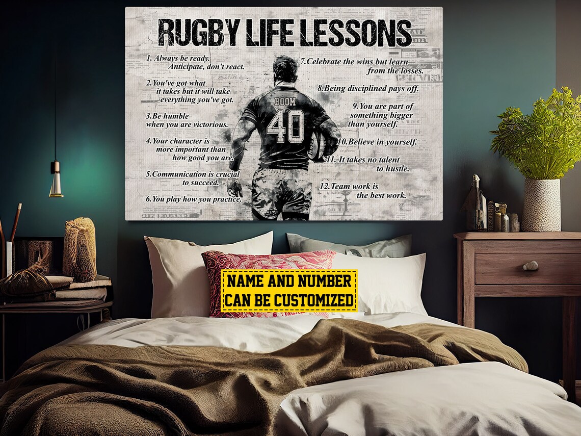 Personalized Rugby Life Lessons Poster Print For Boys - Image 4