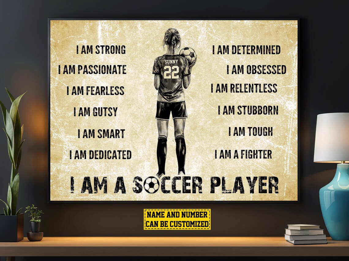 Personalized Soccer Poster Print, Gift For Girl