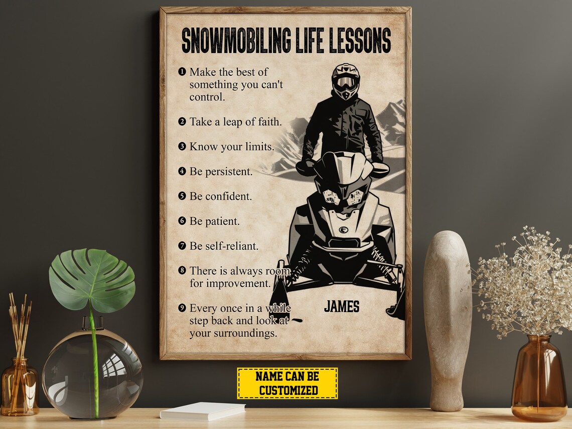 Snowmobiling Life Lessons Personalized Poster Print