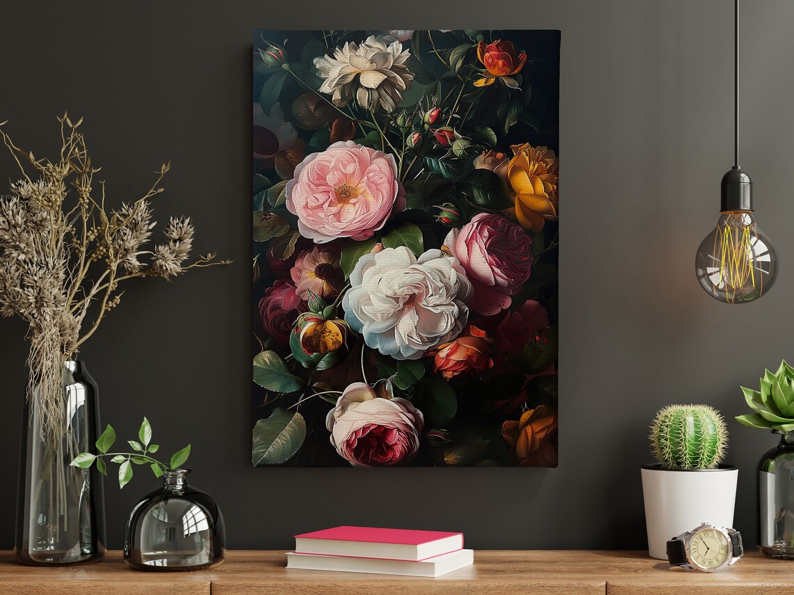 Dark Flowers Still Life, Dark Academia Art Print - Image 5