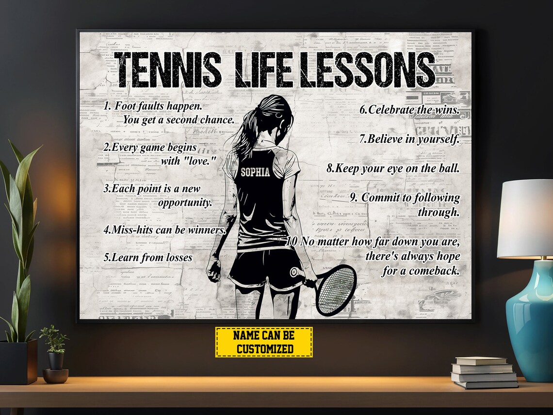 Personalized Tennis Life Lessons Art Print for Girls