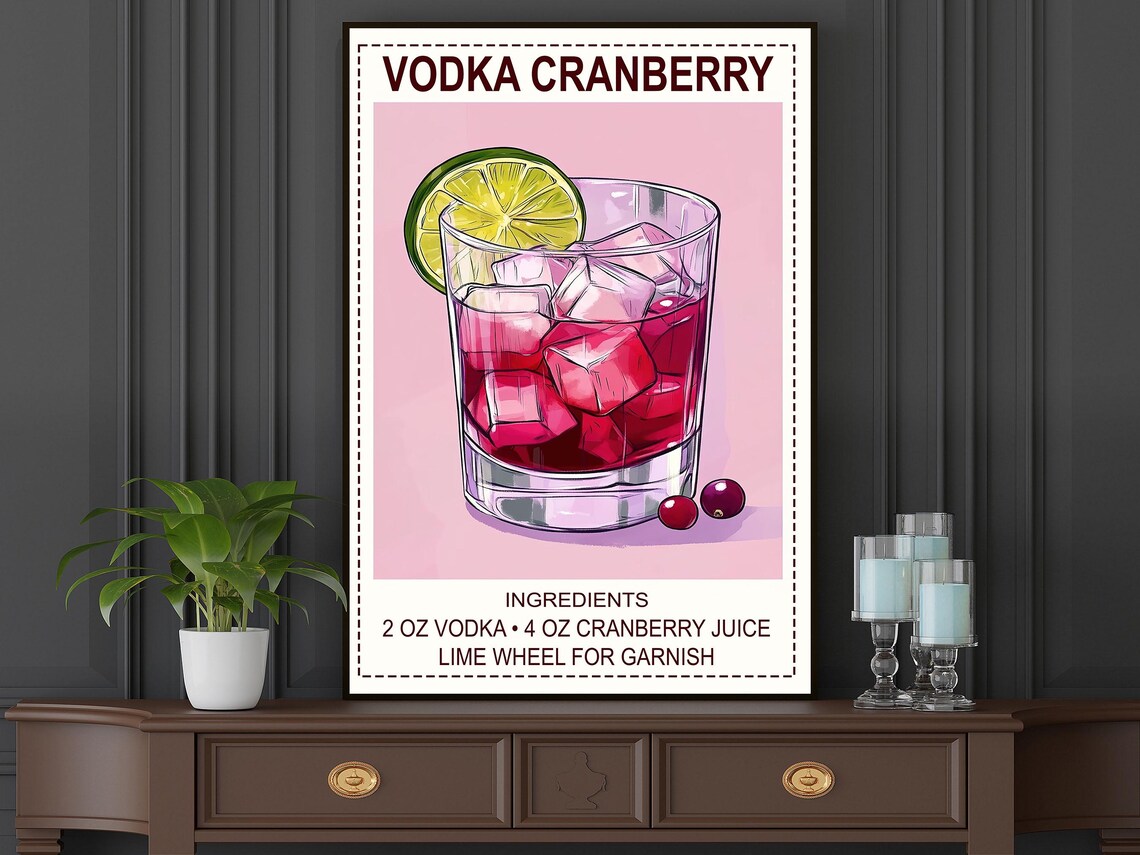 Vodka Cranberry Poster, Bar Wall Decor - Image 4