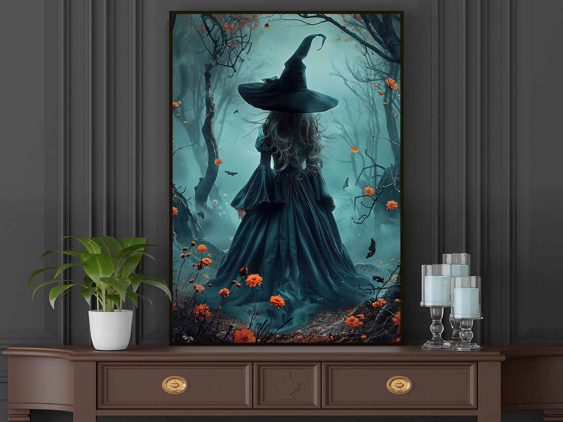 Dark Earth Witch in the Forest, Halloween Art Print - Image 4