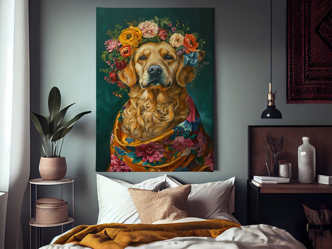 Matisse Maximalist Floral Golden Retriever Painting Cottage Dog Print Dog Print Animal Poster Print Wild Animal Wall Art - Image 2