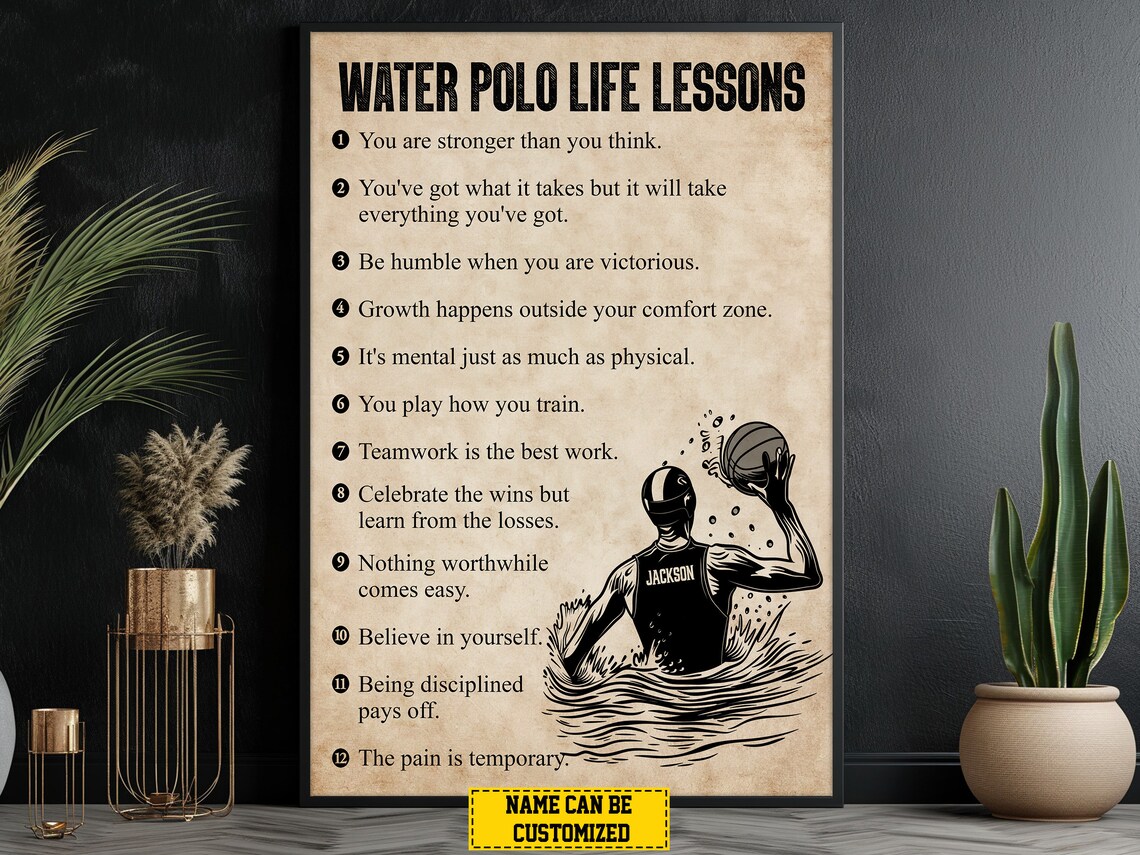 Personalized Water Polo Life Lessons Art Print - Image 5