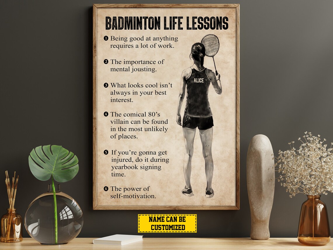 Badminton Life Lessons Personalized Vintage Female Player Poster - Image 5