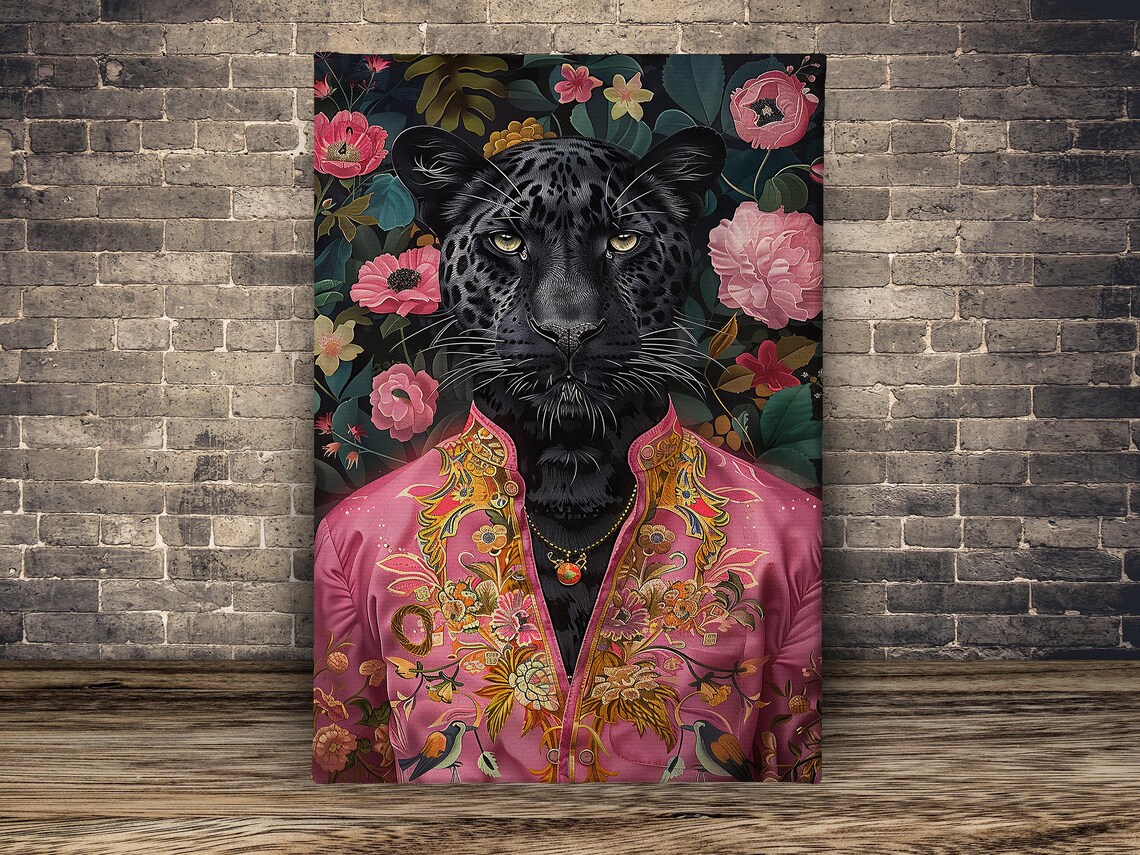 Matisse-Inspired Black Leopard Lady Art Print - Image 2