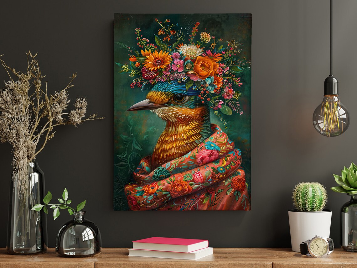 Vintage Maximalist Floral Honey Bird Art Print - Image 4