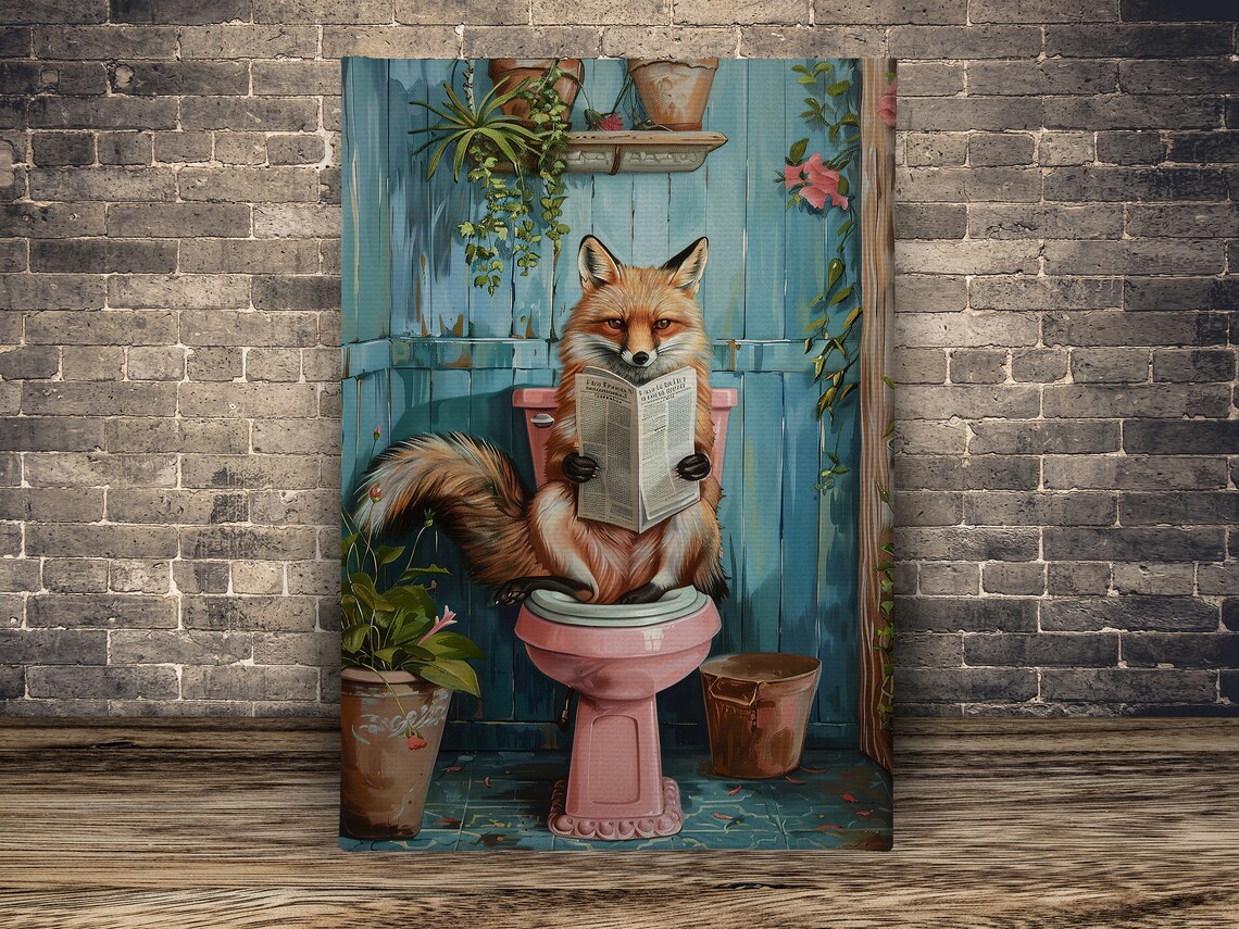 Matisse Fox on Toilet, Bathroom Wall Art Print - Image 2