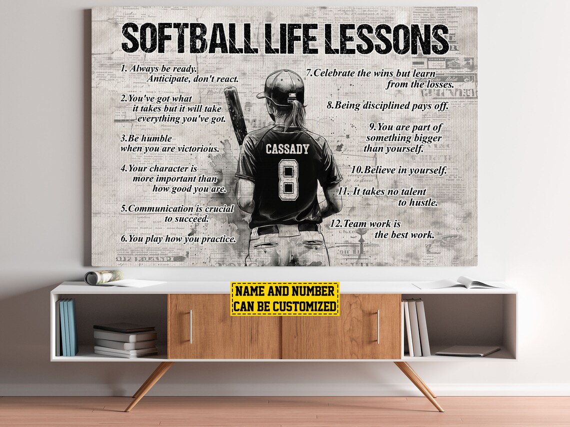 Softball Life Lessons - Personalized Print - Image 5
