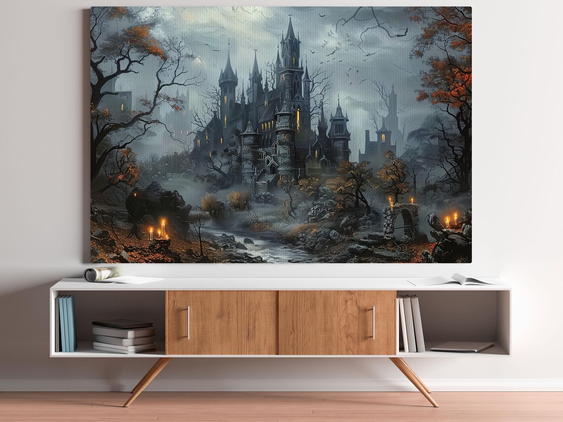 Dark Witchy Castle Halloween Poster Print - Image 5