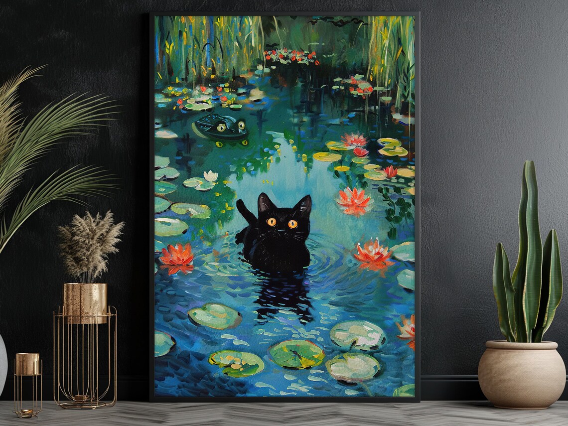 Matisse Black Cat on the Lake, Vintage Cat Art Print - Image 3