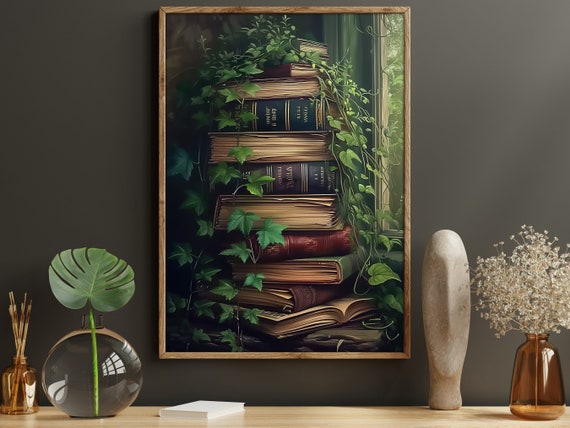 Dark Surreal Magic Book Painting Dark Academia Art Print Gothic Book Print
