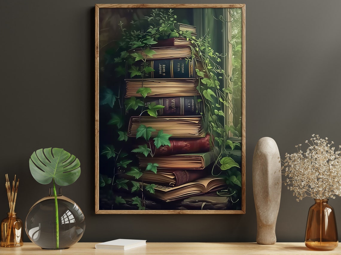 Dark Surreal Magic Book Painting Dark Academia Art Print Gothic Book Print