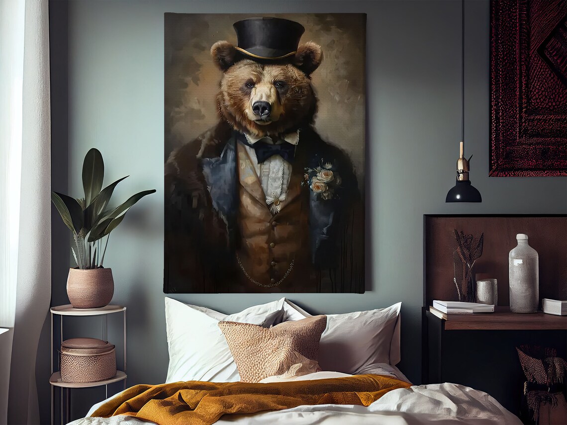 Vintage Renaissance Bear, Retro Animal Poster Print - Image 2