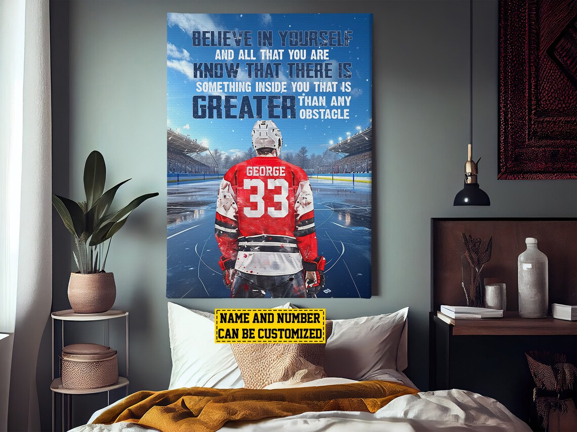 Hockey Believe In Yourself Personalized Player Motivation Poster - Image 2