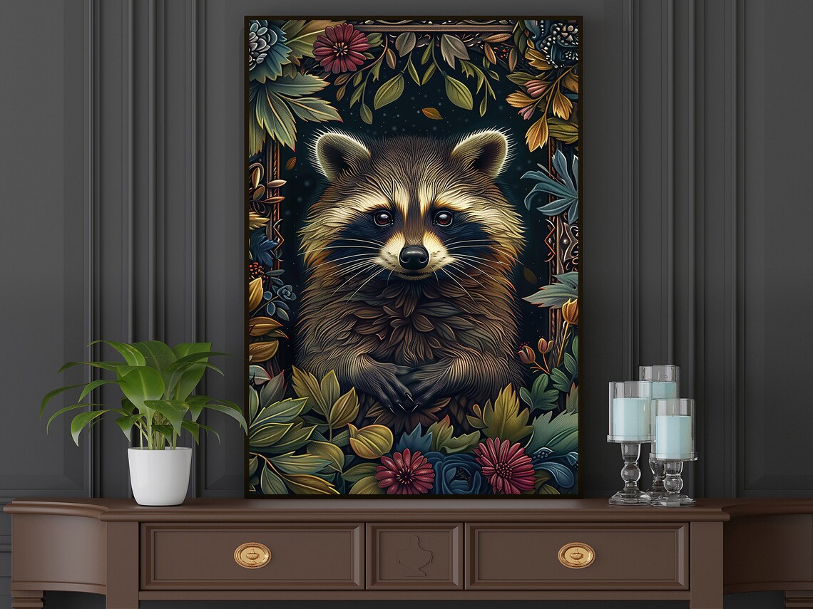 Vintage Raccoon Print, Retro Animal Poster Print - Image 5