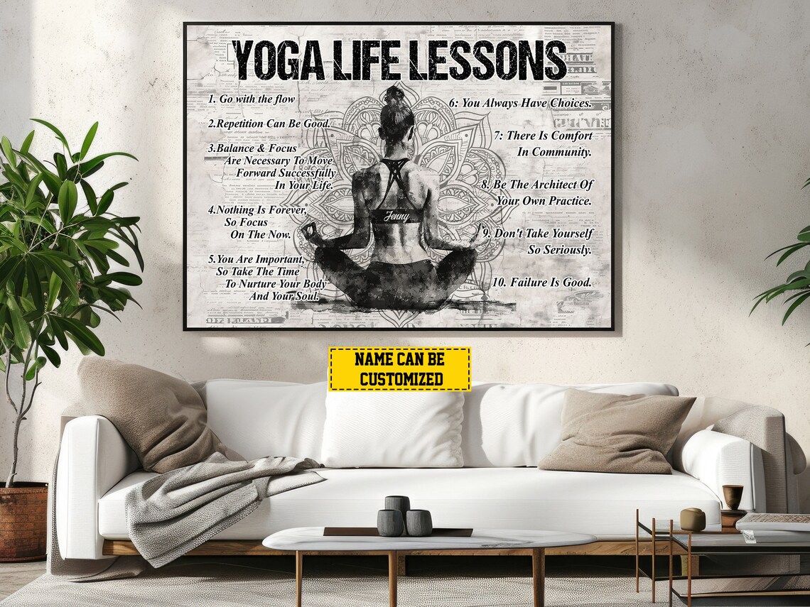 Yoga Life Lessons Personalized Poster Custom Name Meditation Wall Art Print - Image 3