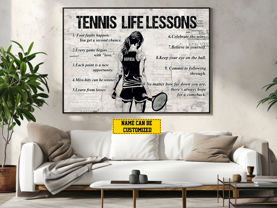 Personalized Tennis Life Lessons Art Print for Girls - Image 2
