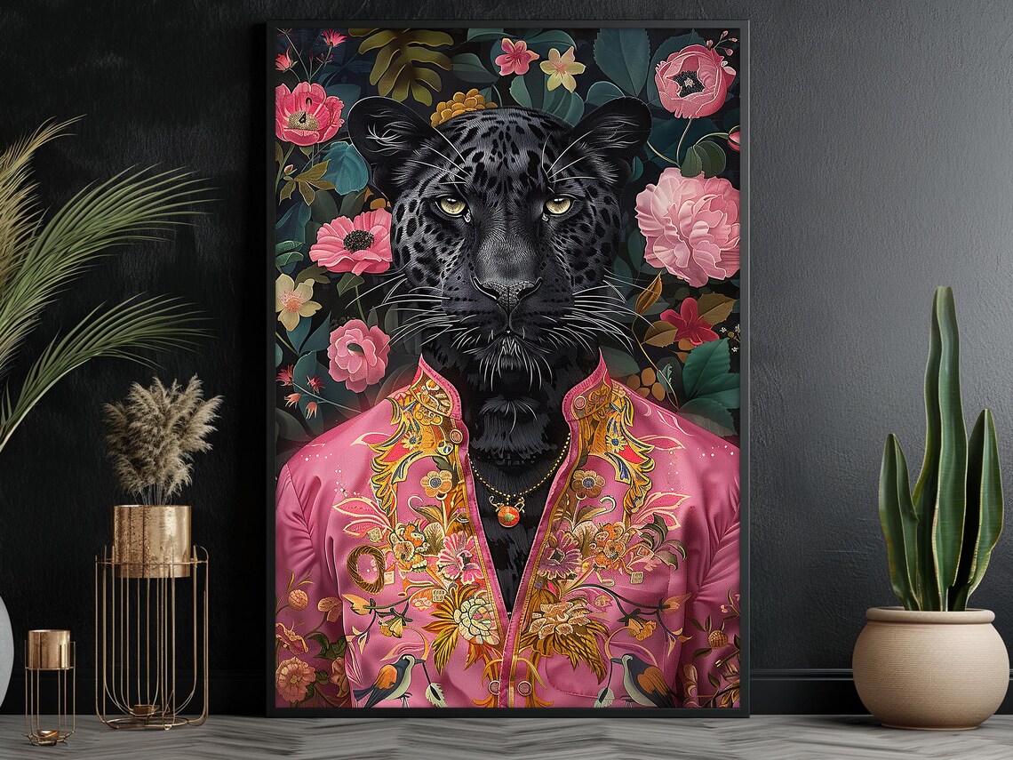 Matisse-Inspired Black Leopard Lady Art Print - Image 6