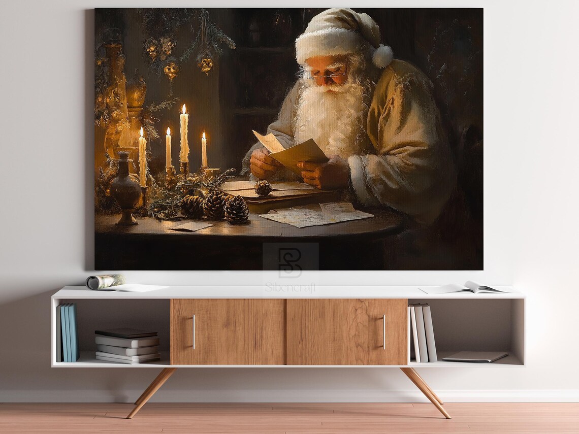 Vintage Santa Writes a Letter, Christmas Poster Print - Image 3