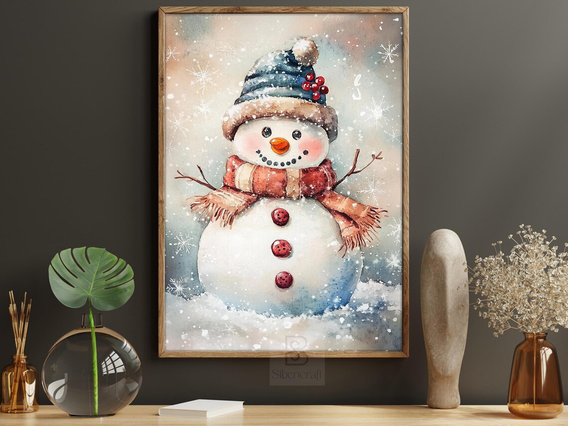 Vintage Snowman Christmas Holiday Poster Print - Image 6