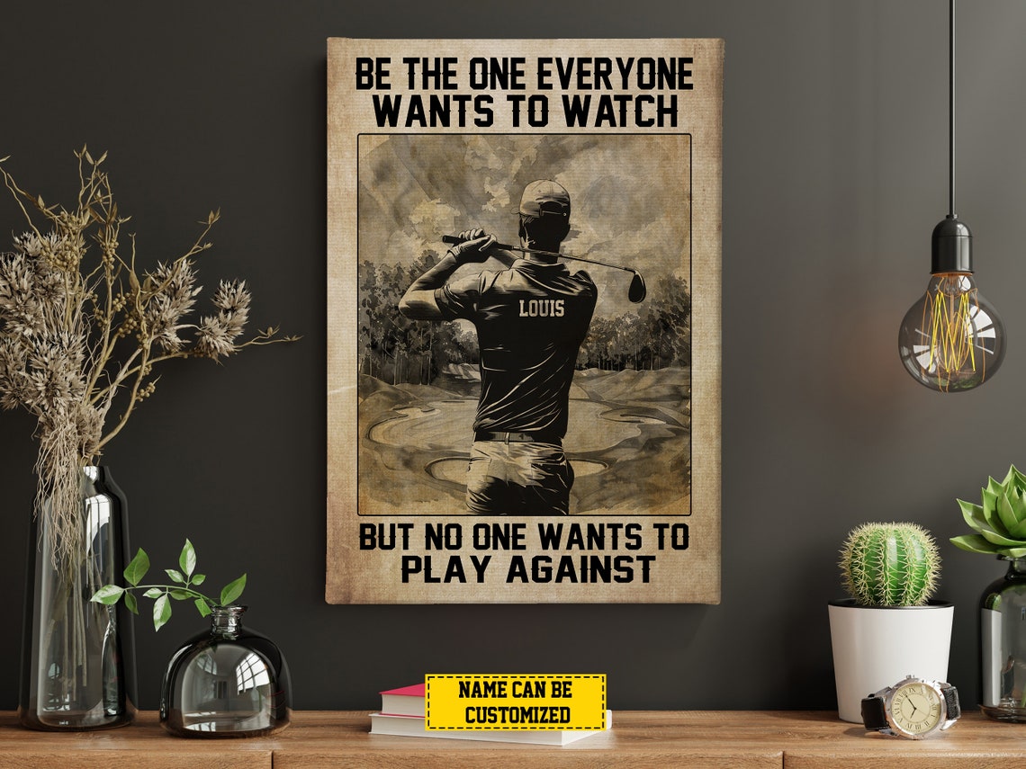 Golf Motivation Personalized Vintage Golfer Swing Quote Poster - Image 3