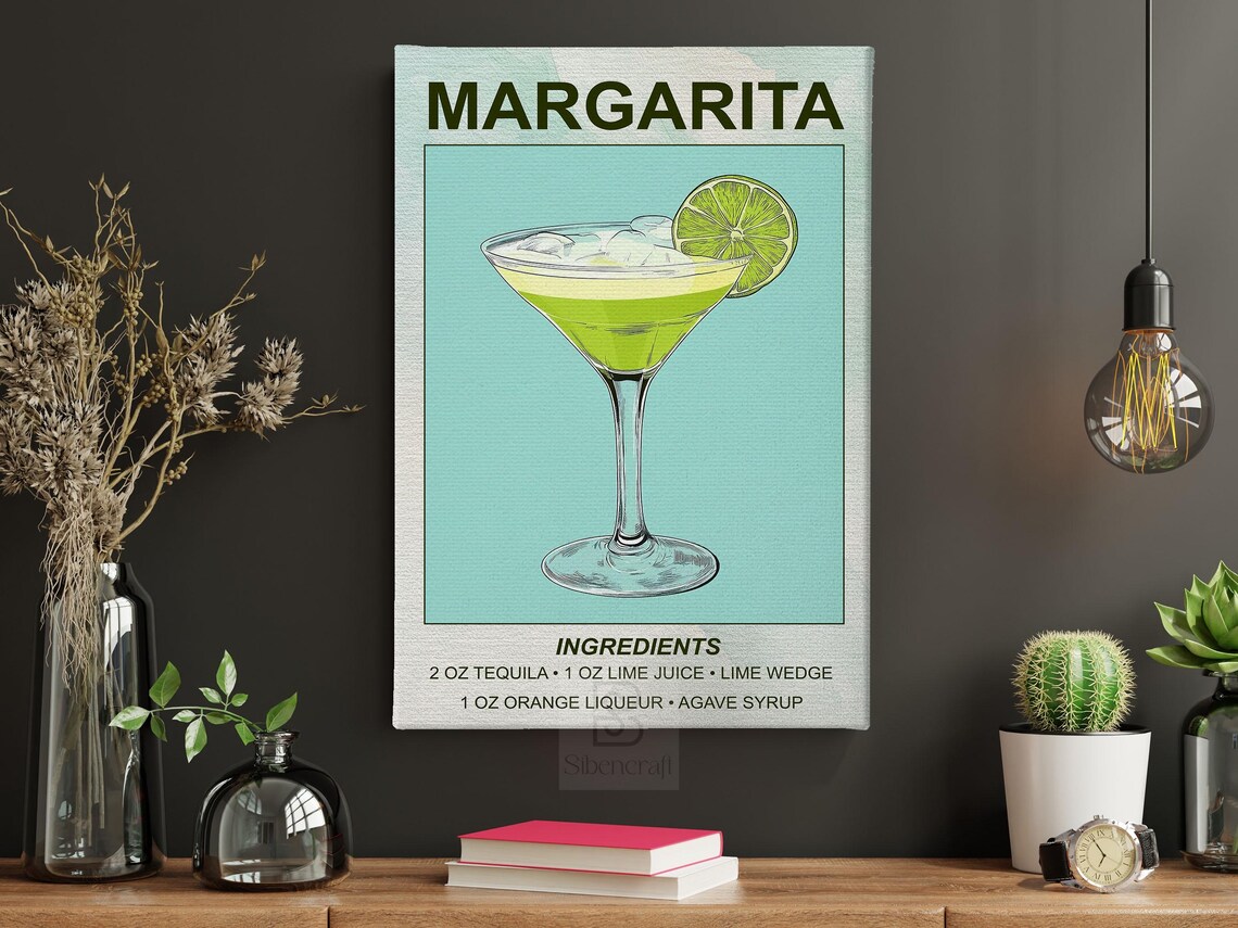 Retro Margarita Cocktail Recipe Wall Art With Ingredients Tequila Lime Poster - Image 6