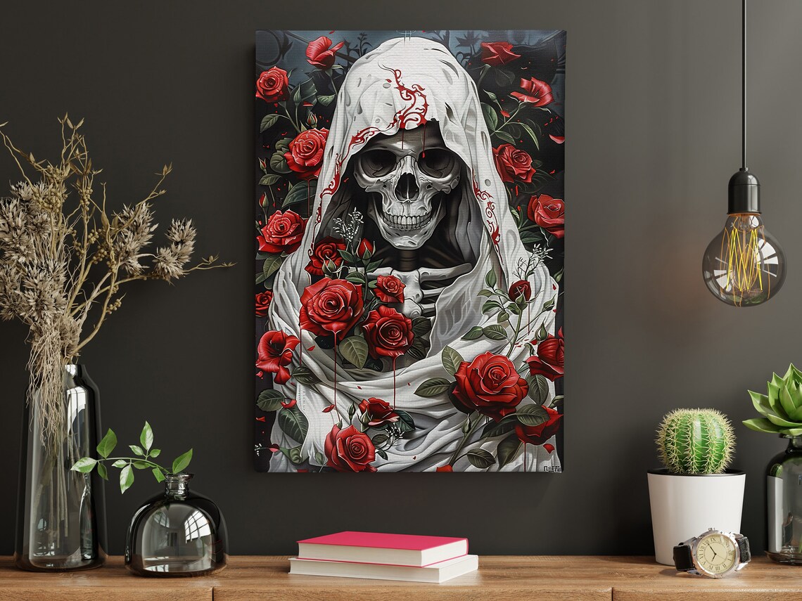 Dark Surreal Skull Painting, Gothic Skull Art Print - Image 3