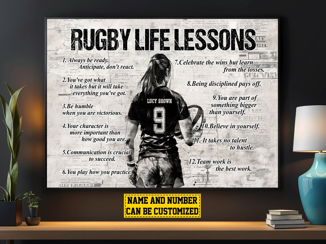 Personalized Rugby Life Lessons Art Print for Women