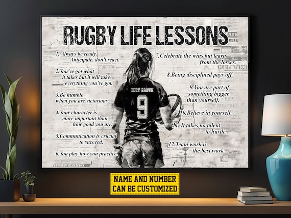 Personalized Rugby Life Lessons Art Print for Women