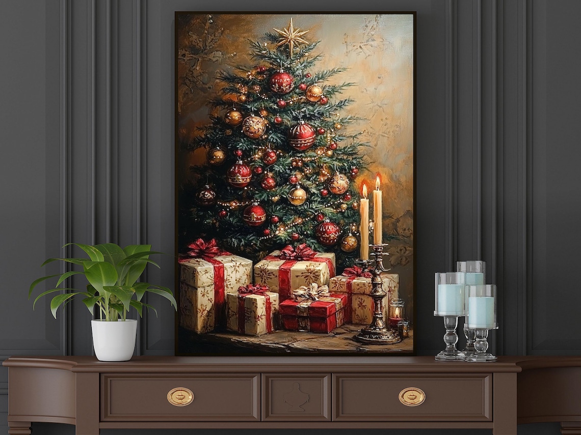 Vintage Christmas Tree Holiday Poster, Cozy Decor - Image 4