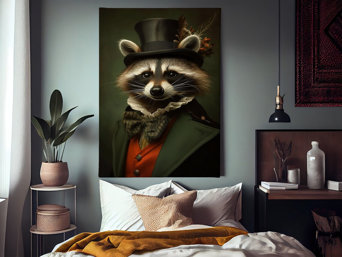 Vintage Gentleman Raccoon Gothic Animal Art Print - Image 2