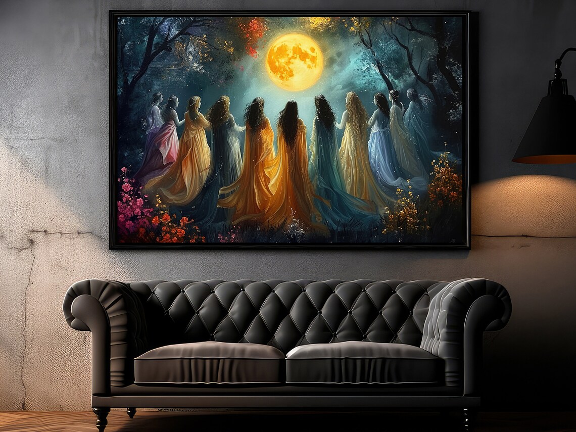 Witches Make Magic Painting Moon Calling Art Print - Image 5