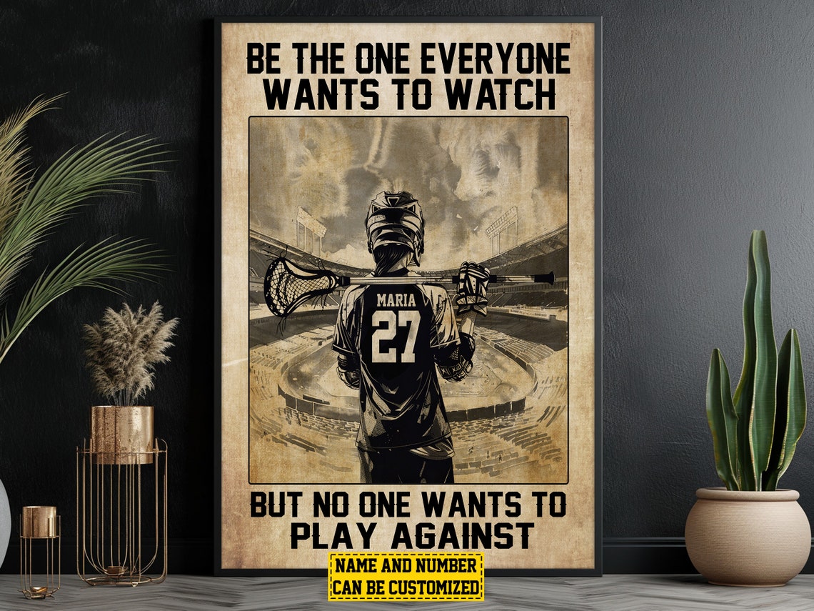 Personalized Lacrosse Motivational Quote Vintage Player Poster Gift