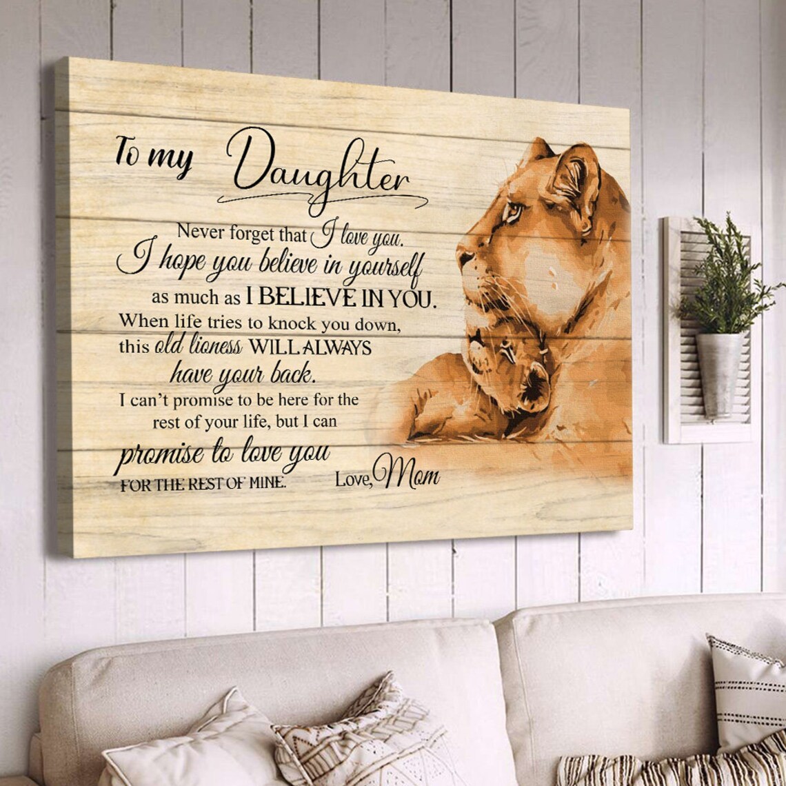 To My Daughter Old Lioness Believe In Yourself Lion Mom Cub Wood Wall Art - Image 3