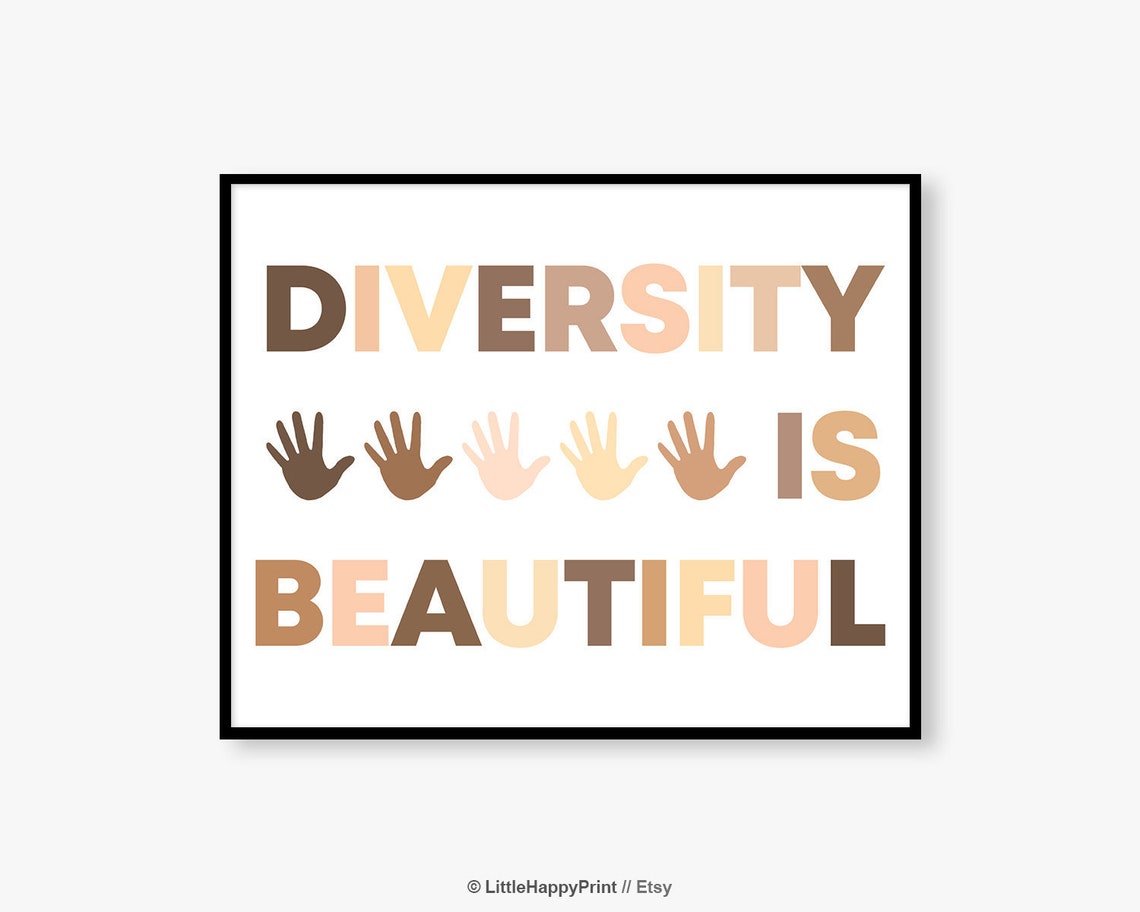 Diversity Is Beautiful Rainbow Hands Inclusion Classroom Poster