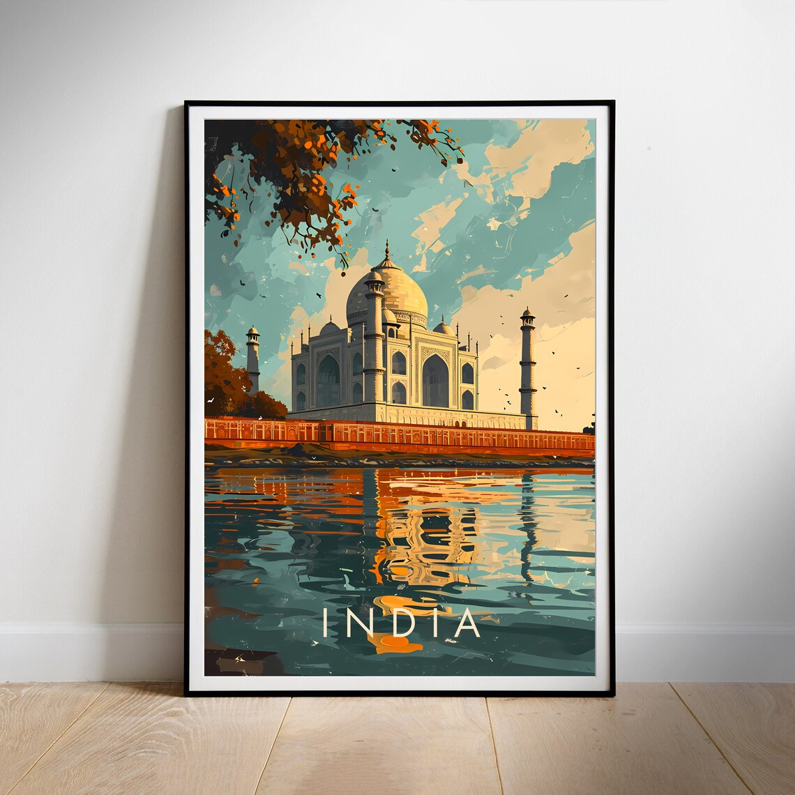 Taj Mahal India Travel Poster, Asia Wall Art