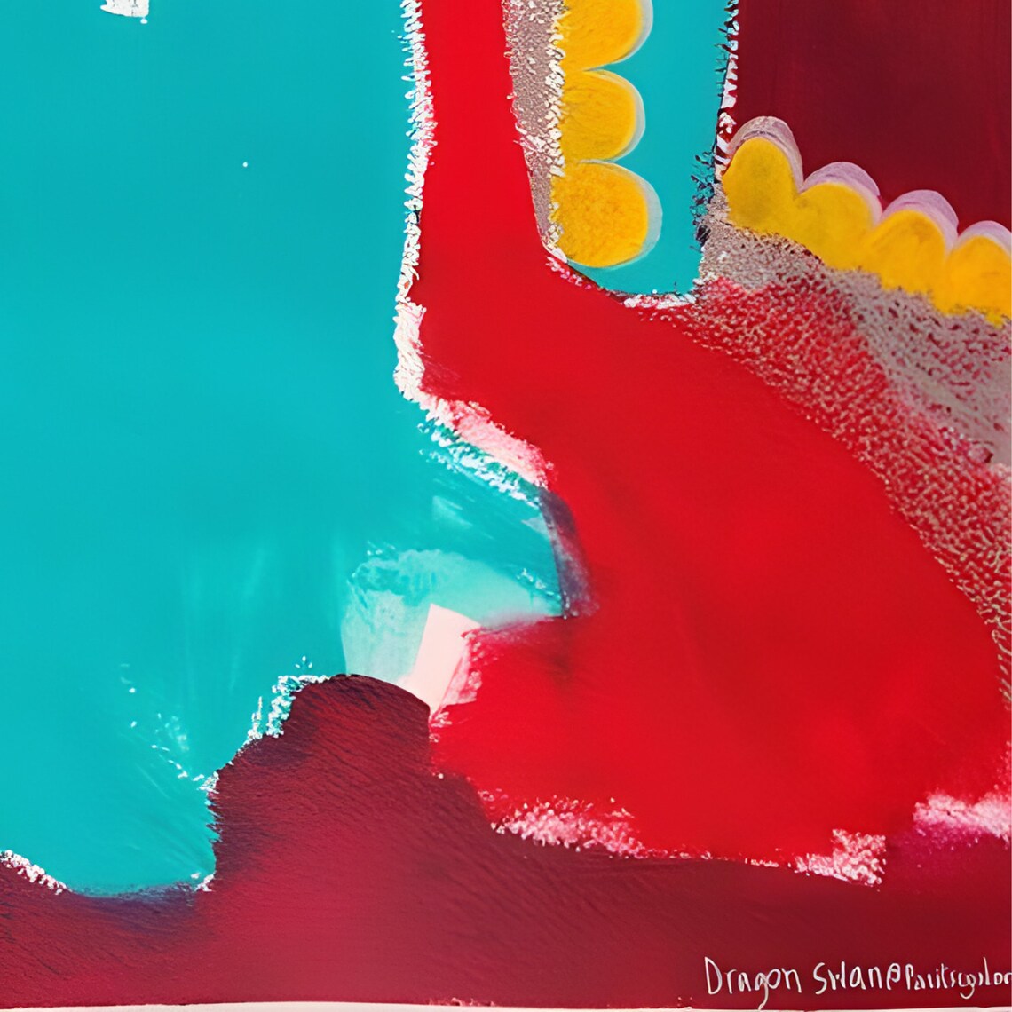 Abstract Prints Modern Painting Turquoise Print Poster Dragon Print Art Colorful Poster New Home Gift Vibrant Wall Art Red Wall Art - Image 3