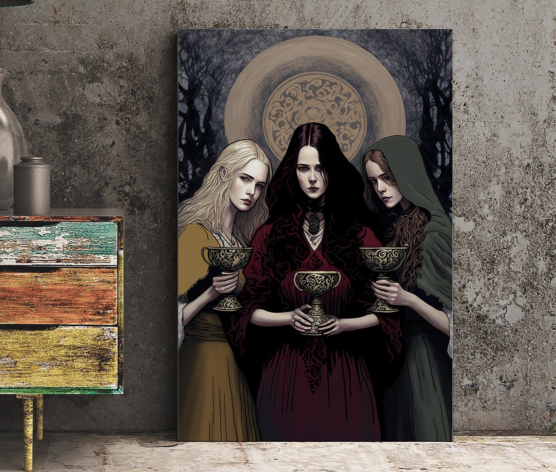 Hecate Triple Goddess Moon Wiccan Witchy Dark Feminine Art Poster