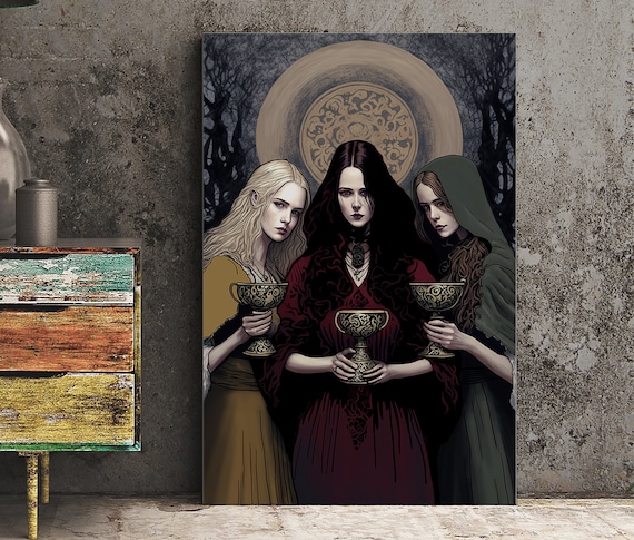 Hecate Triple Goddess Moon Wiccan Witchy Dark Feminine Art Poster