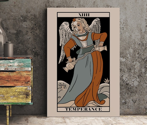 Temperance Tarot Card Vintage Marseille Style Angel Art Poster