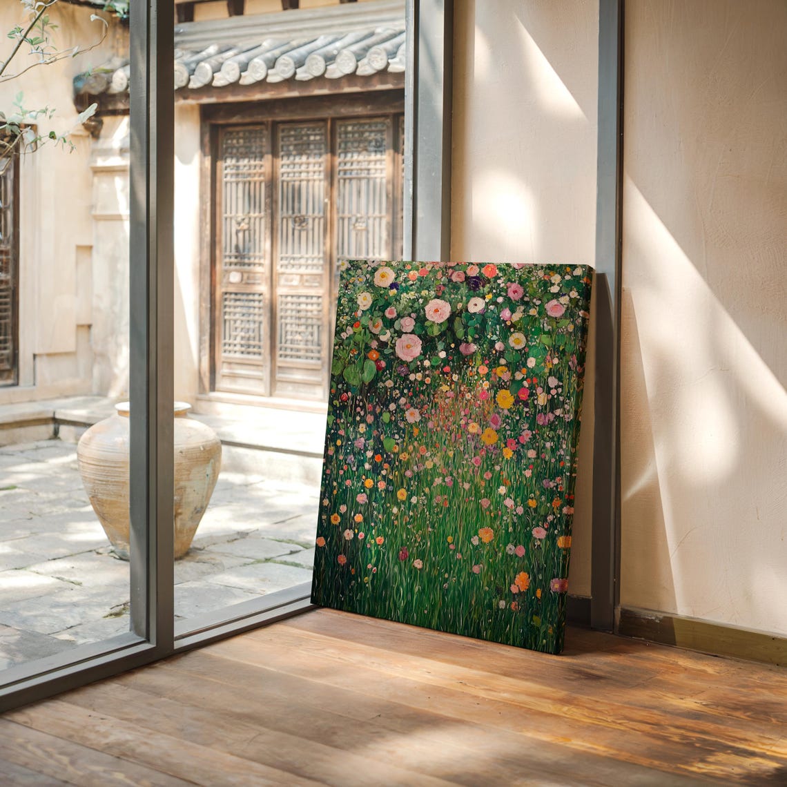 Dense Colorful Flower Meadow in a Klimt Inspired Style Poster - Image 3