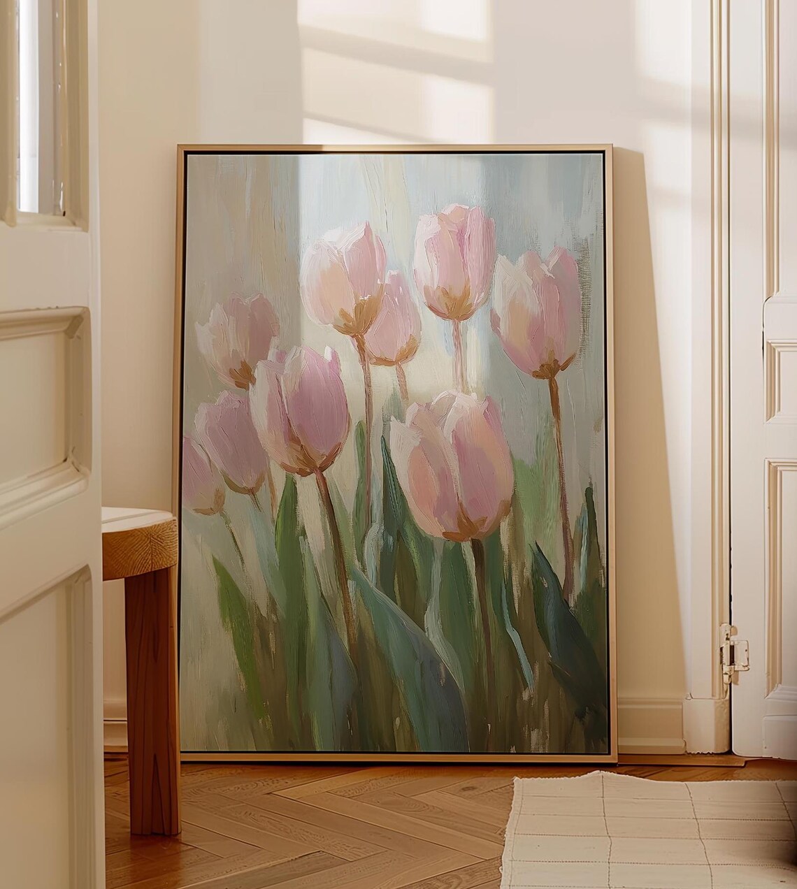 Lavender Pink Tulips Bouquet in Pastel Floral Painting Poster