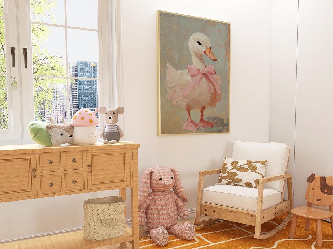 Cute Duck Painting, Whimsical Baby Animal Art - Image 2