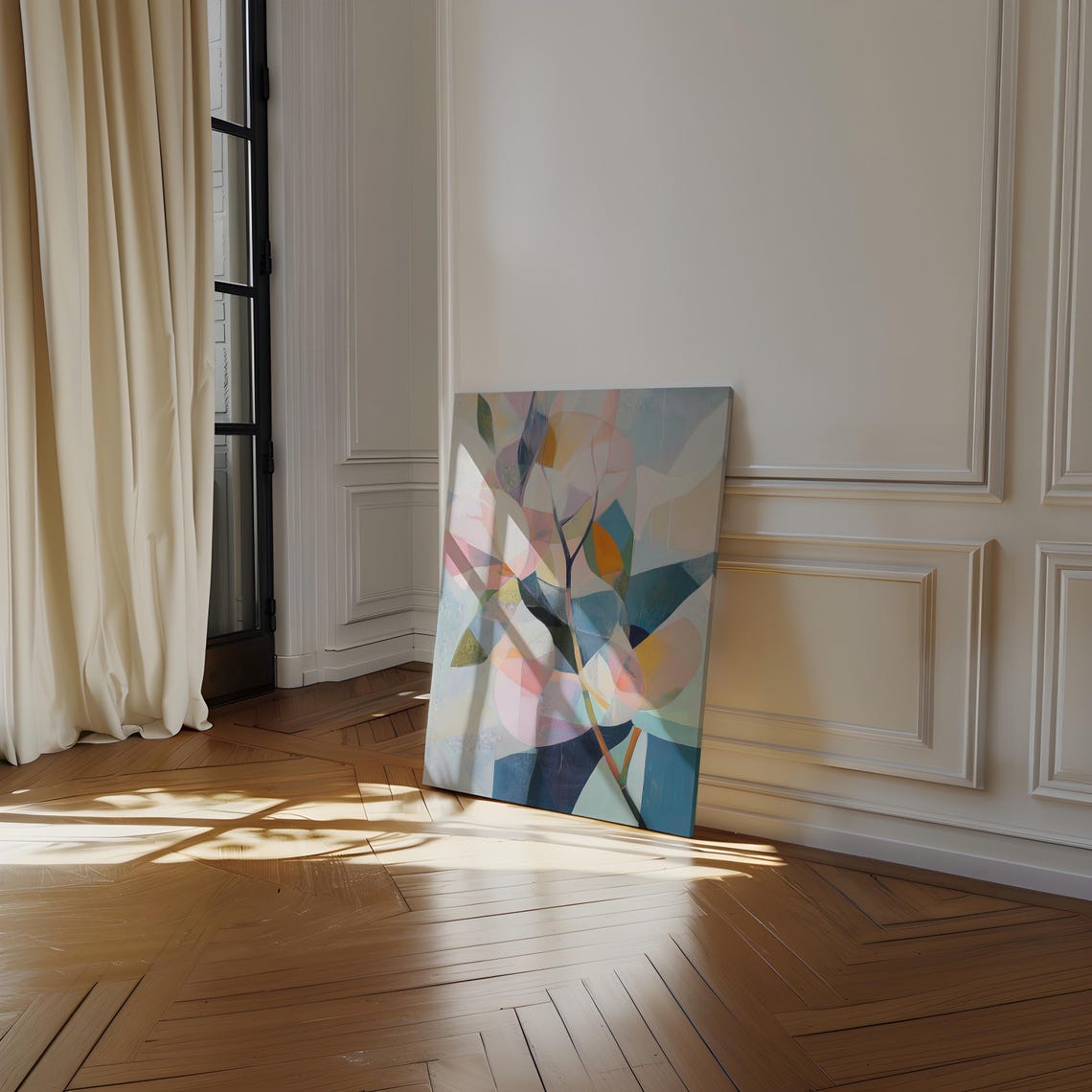 Abstract Pastel Floral Geometric Modern Botanical Art Poster - Image 3