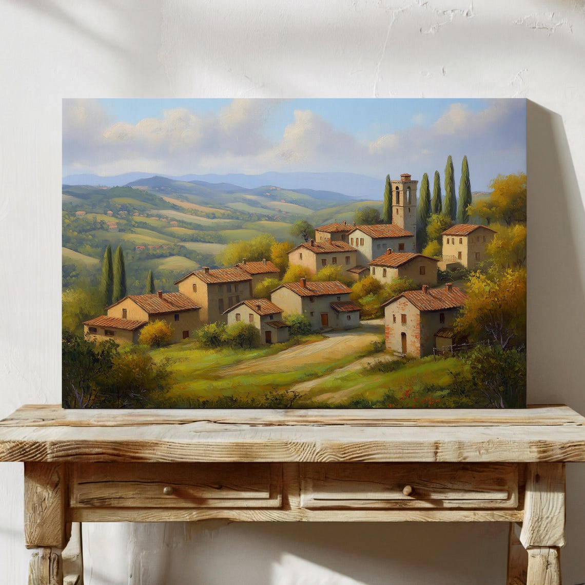 Tuscan Hill Village With Cypress Trees and Bell Tower Poster - Image 5