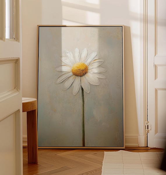 Daisy Painting, Minimalist Floral Wall Art Print